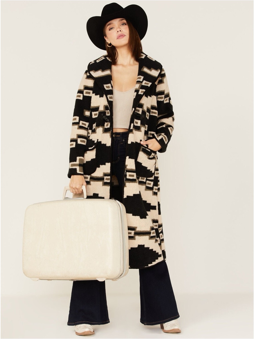 $229 Tasha Polizzi Women's Becket Southwestern Print Sherpa Blanket Coat Small